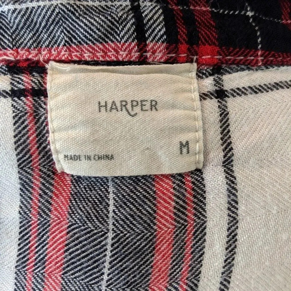 Harper | Plaid Drape Twist Front Button Down Med - Picture 3 of 6